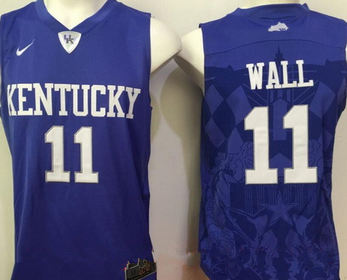 Men's Kentucky Wildcats #11 John Wall Royal Blue College Basketball 2016 Nike Swingman Stitched NCAA Jersey