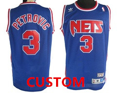 Custom New Jersey Nets Blue Swingman Throwback Jersey