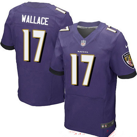 Men's Baltimore Ravens #17 Mike Wallace Purple Team Color Stitched NFL Nike Elite Jersey