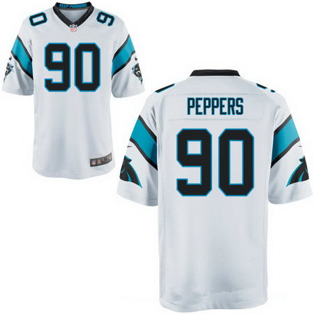 Men's Carolina Panthers #90 Julius Peppers White Road Stitched NFL Nike Elite Jersey