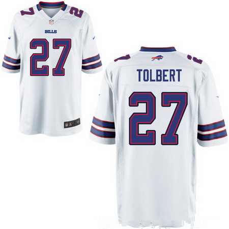 Men's Buffalo Bills #27 Mike Tolbert White Road Stitched NFL Nike Elite Jersey