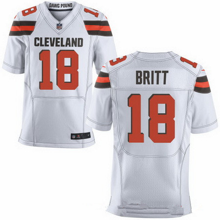 Men's Cleveland Browns #18 Kenny Britt White Road Stitched NFL Nike Elite Jersey