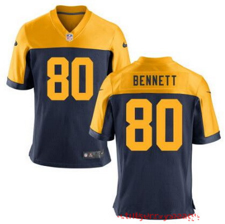 Men's Green Bay Packers #80 Martellus Bennett Navy Blue Gold Alternate Stitched NFL Nike Elite Jersey