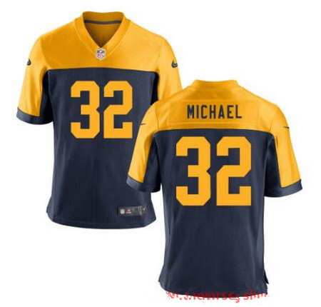 Men's Green Bay Packers #32 Christine Michael Navy Blue Gold Alternate Stitched NFL Nike Elite Jersey