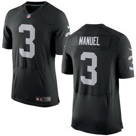 Men's Oakland Raiders #3 EJ Manuel Black Team Color Stitched NFL Nike Elite Jersey