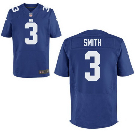 Men's New York Giants #3 Geno Smith Royal Blue Team Color Stitched NFL Nike Elite Jersey