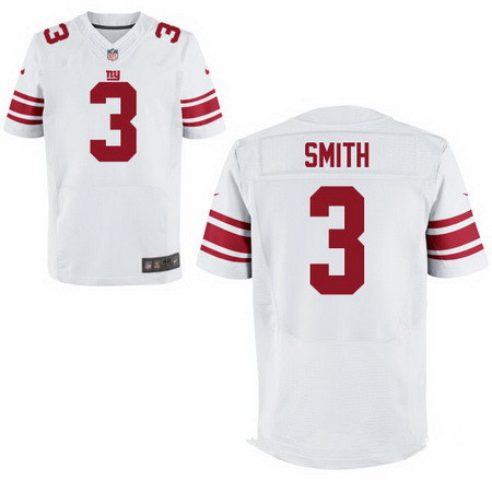 Men's New York Giants #3 Geno Smith White Road Stitched NFL Nike Elite Jersey