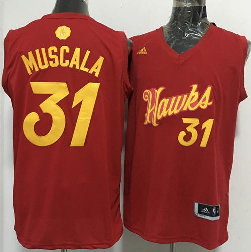 Men's Atlanta Hawks #31 Mike Muscala adidas Red 2016 Christmas Day Stitched NBA Swingman Jersey