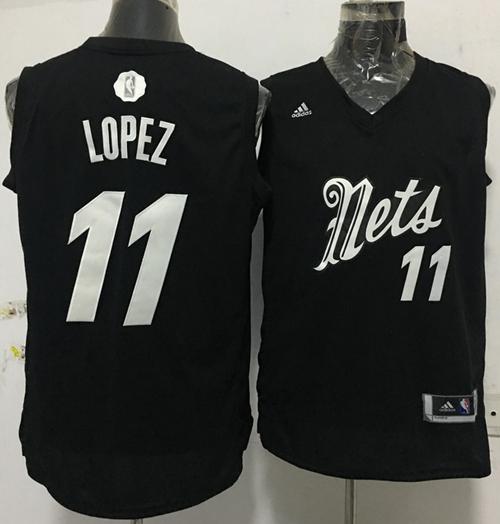 Men's Brooklyn Nets #11 Brook Lopez adidas Black 2016 Christmas Day Stitched NBA Swingman Jersey