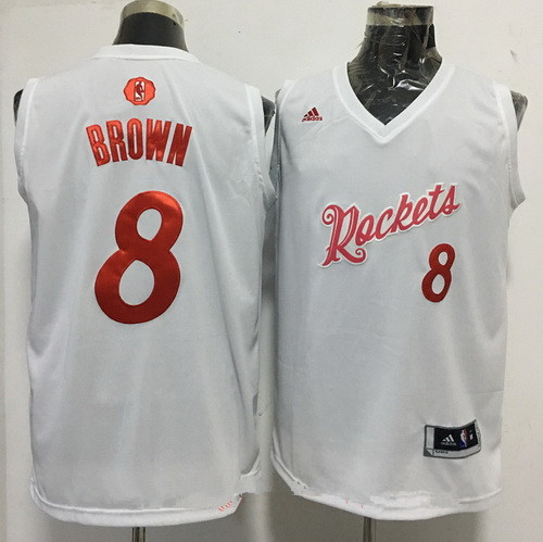Men's Houston Rockets #8 Bobby Brown adidas White 2016 Christmas Day Stitched NBA Swingman Jersey