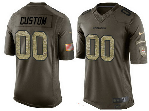Men's Denver Broncos Custom Olive Camo Salute To Service Veterans Day NFL Nike Limited Jersey
