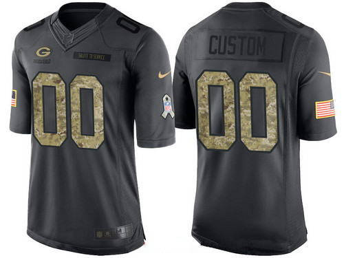 Men's Green Bay Packers Custom Anthracite Camo 2016 Salute To Service Veterans Day NFL Nike Limited Jersey