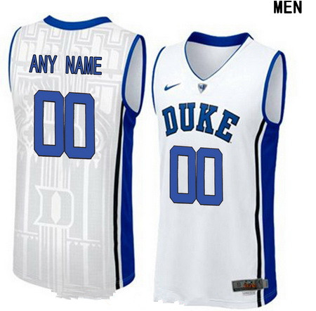 Men's Duke Blue Devils Custom V-neck College Basketball Nike Elite Jersey - White