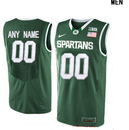 Men's Michigan State Spartans Custom Nike College Basketball Authentic Jersey - Green
