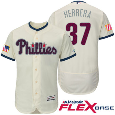 Men's Philadelphia Phillies #37 Odubel Herrera #37 Philadelphia Phillies Cream Independence Day Stars & Stripes Flex Base Jersey
