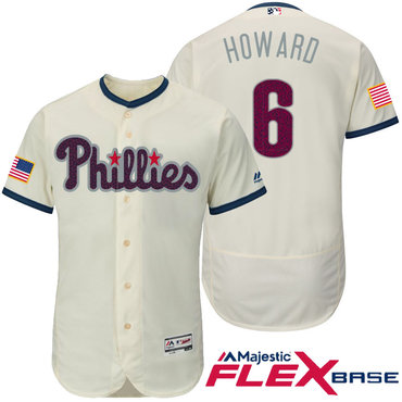 Men's Philadelphia Phillies #6 Ryan Howard Cream Stars & Stripes Fashion Independence Day Stitched MLB Majestic Flex Base Jersey