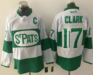Men's Toronto Maple Leafs #17 Wendel Clark White 2017 St. Patrick's Day Green Stitched NHL Reebok Hockey Jersey