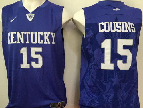 Men's Kentucky Wildcats #15 DeMarcus Cousins Royal Blue College Basketball Stitched NCAA 2016 Nike Swingman Jersey