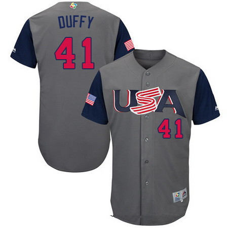 Men's Team USA Baseball Majestic #41 Danny Duffy Gray 2017 World Baseball Classic Stitched Authentic Jersey