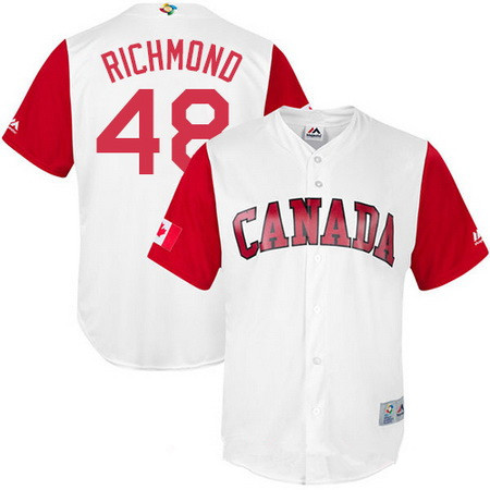 Men's Team Canada Baseball Majestic #48 Scott Richmond White 2017 World Baseball Classic Stitched Replica Jersey