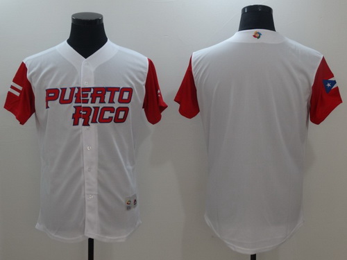 Men's Puerto Rico Baseball Majestic White 2017 World Baseball Classic Blank Team Jersey