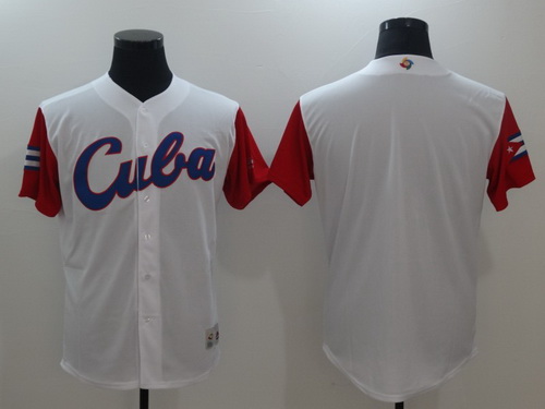 Men's Cuba Baseball Majestic White 2017 World Baseball Classic Blank Team Jersey