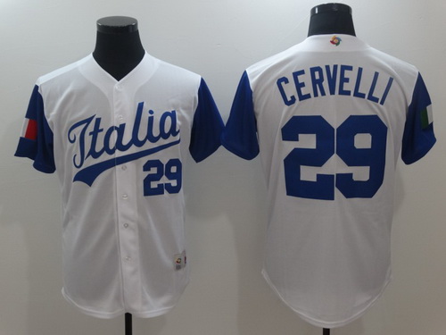 Men's Team Italy Baseball Majestic #29 Francisco Cervelli White 2017 World Baseball Classic Stitched Authentic Jersey