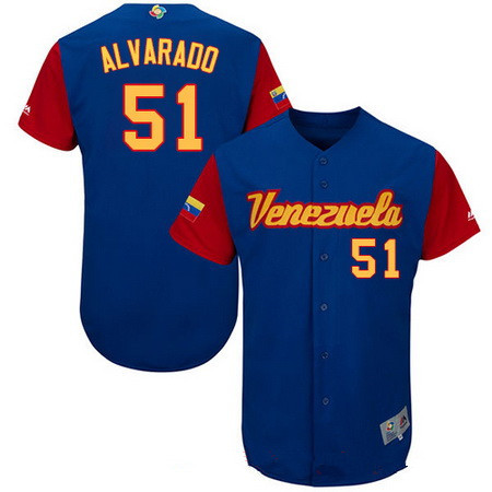 Men's Team Venezuela Baseball Majestic #51 Jose Alvarado Royal Blue 2017 World Baseball Classic Stitched Authentic Jersey