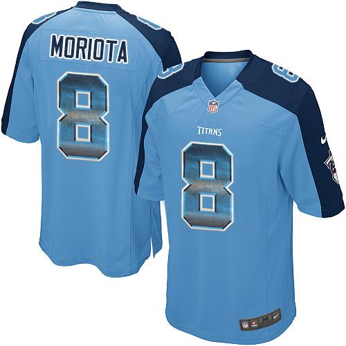 Nike Titans #8 Marcus Mariota Light Blue Team Color Men's Stitched NFL Limited Strobe Jersey