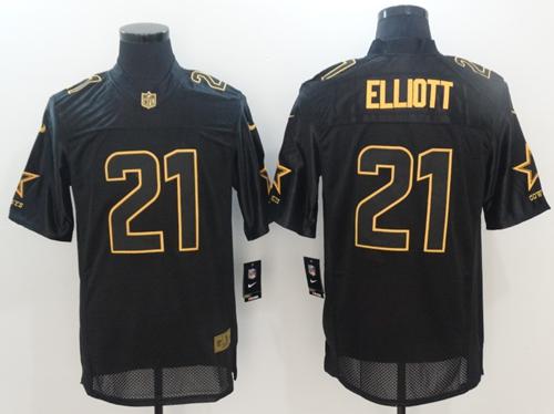 Nike Cowboys #21 Ezekiel Elliott Black Men's Stitched NFL Elite Pro Line Gold Collection Jersey