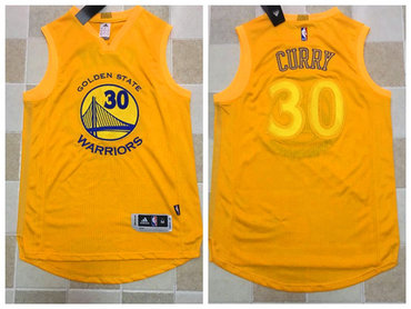 Men's Golden State Warriors #30 Stephen Curry Yellow With Gold AU Stitched NBA adidas Revolution 30 Swingman Jersey