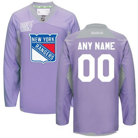 Men's New York Rangers Purple Pink Custom Reebok Hockey Fights Cancer Practice Jersey