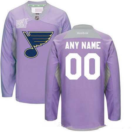 Men's St. Louis Blues Purple Pink Custom Reebok Hockey Fights Cancer Practice Jersey