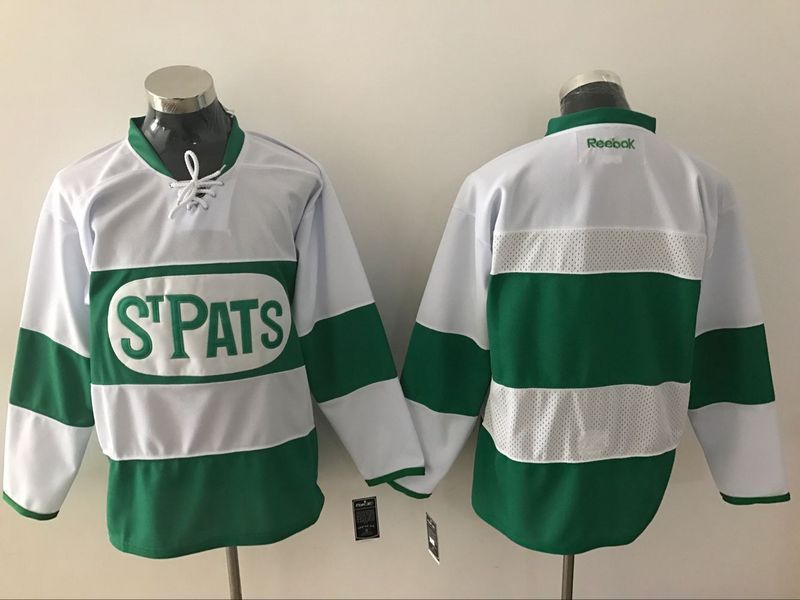 Men's Toronto Maple Leafs Custom Reebok White 2017 St. Patrick's Day Green Hockey Jersey