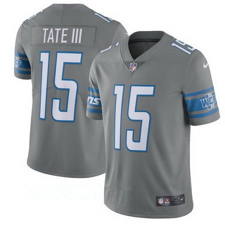 Men's Detroit Lions #15 Golden Tate III Nike Steel 2017 Color Rush Limited Jersey