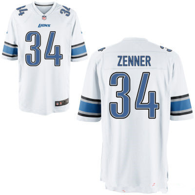 Men's Detroit Lions #34 Zach Zenner White Road Stitched NFL Nike Game Jersey