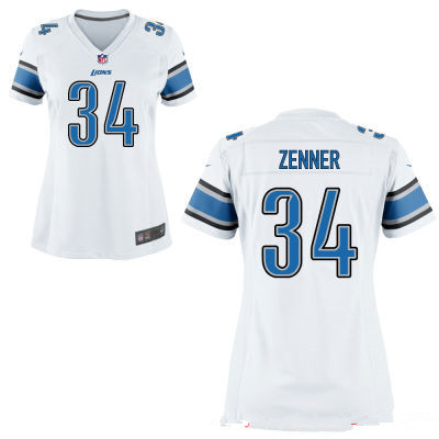 Women's Detroit Lions #34 Zach Zenner White Road Stitched NFL Nike Game Jersey