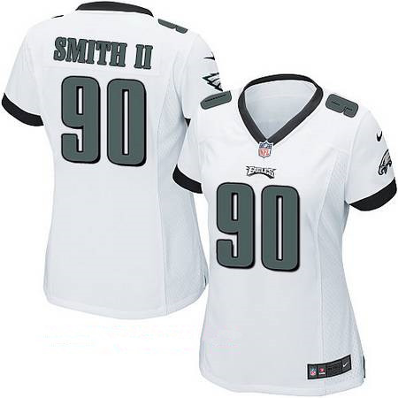 Women's Philadelphia Eagles #90 Marcus Smith II White Road Stitched NFL Nike Game Jersey