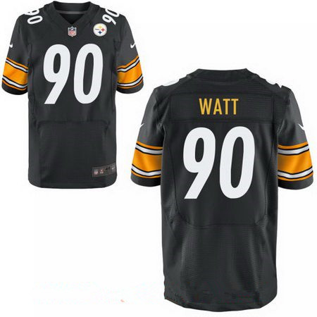 Men's 2017 NFL Draft Pittsburgh Steelers #90 T. J. Watt Black Team Color Stitched NFL Nike Elite Jersey