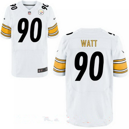 Men's 2017 NFL Draft Pittsburgh Steelers #90 T. J. Watt White Road Stitched NFL Nike Elite Jersey