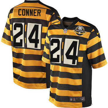 Nike Steelers #24 James Conner Yellow Black Alternate Men's Stitched NFL 80TH Throwback Elite Jersey