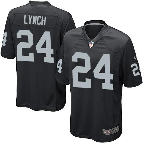 Youth Nike Raiders #24 Marshawn Lynch Black Team Color  Stitched NFL Elite Jersey