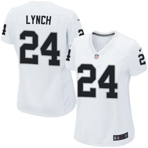 Women's Nike Raiders #24 Marshawn Lynch White Stitched NFL Elite Jersey