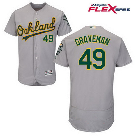 Men's Oakland Athletics #49 Kendall Graveman Gray Road Stitched MLB Majestic Flex Base Jersey