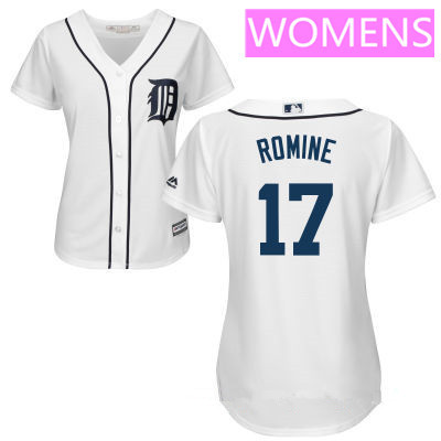 Women's Detroit Tigers #17 Andrew Romine White Home Stitched MLB Majestic Cool Base Jersey
