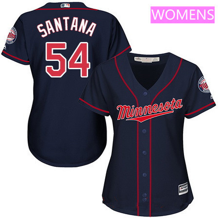 Women's Minnesota Twins #54 Ervin Santana Navy Blue Alternate Stitched MLB Majestic Cool Base Jersey