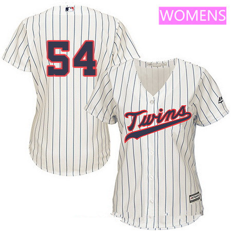 Women's Minnesota Twins #54 Ervin Santana Cream Alternate Stitched MLB Majestic Cool Base Jersey