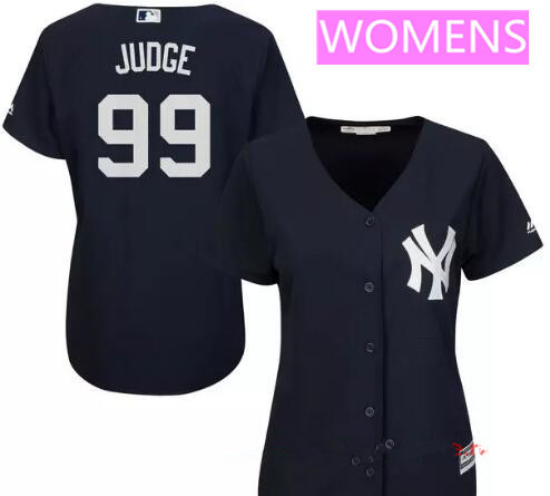 Women's New York Yankees #99 Aaron Judge Navy Blue Alternate Stitched MLB Majestic Cool Base Jersey