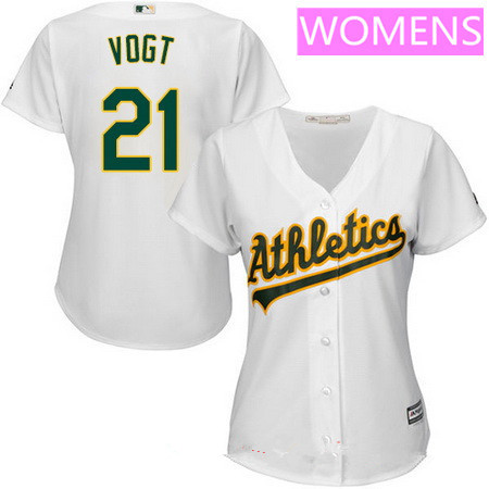 Women's Oakland Athletics #21 Stephen Vogt White Home Stitched MLB Majestic Cool Base Jersey