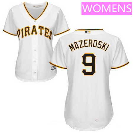 Women's Pittsburgh Pirates #9 Bill Mazeroski White Home Stitched MLB Majestic Cool Base Jersey